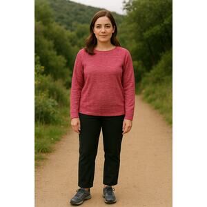 The North Face Pullover Top Womens Size Large Keyhole Neck Pink Outdoor Hiking